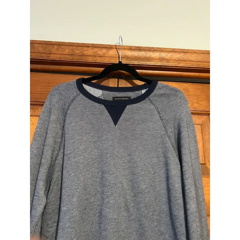 Banana Republic Men's Birdseye Crewneck Sweater Casual Cotton Navy Blue Size M